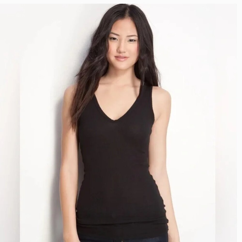 James Perse NWOT Ribbed Black V Neck Tank Size 2 (M)